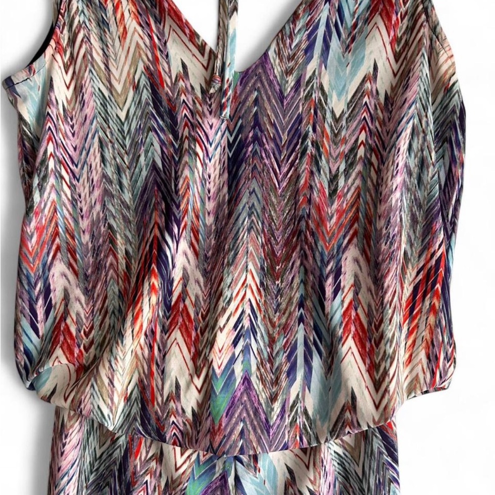 Multi-Colored Chevron Patterned Jumpsuit With Rel… - image 6